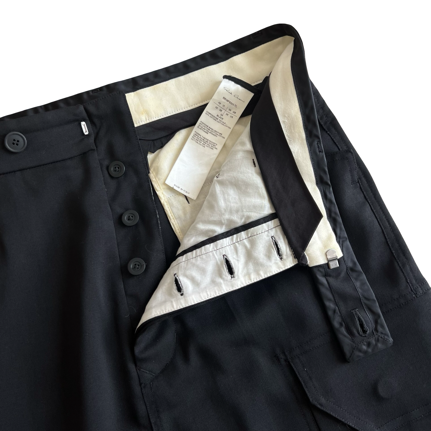 Rick Owens Mastadon Tailored Flat Cargo Sz 46