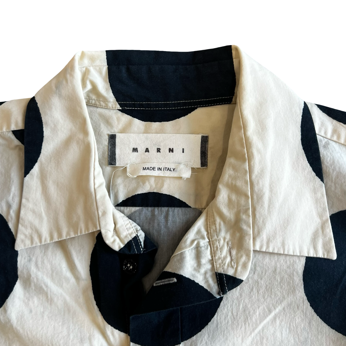Marni Navy Polka Dot Button-Up Sz 46