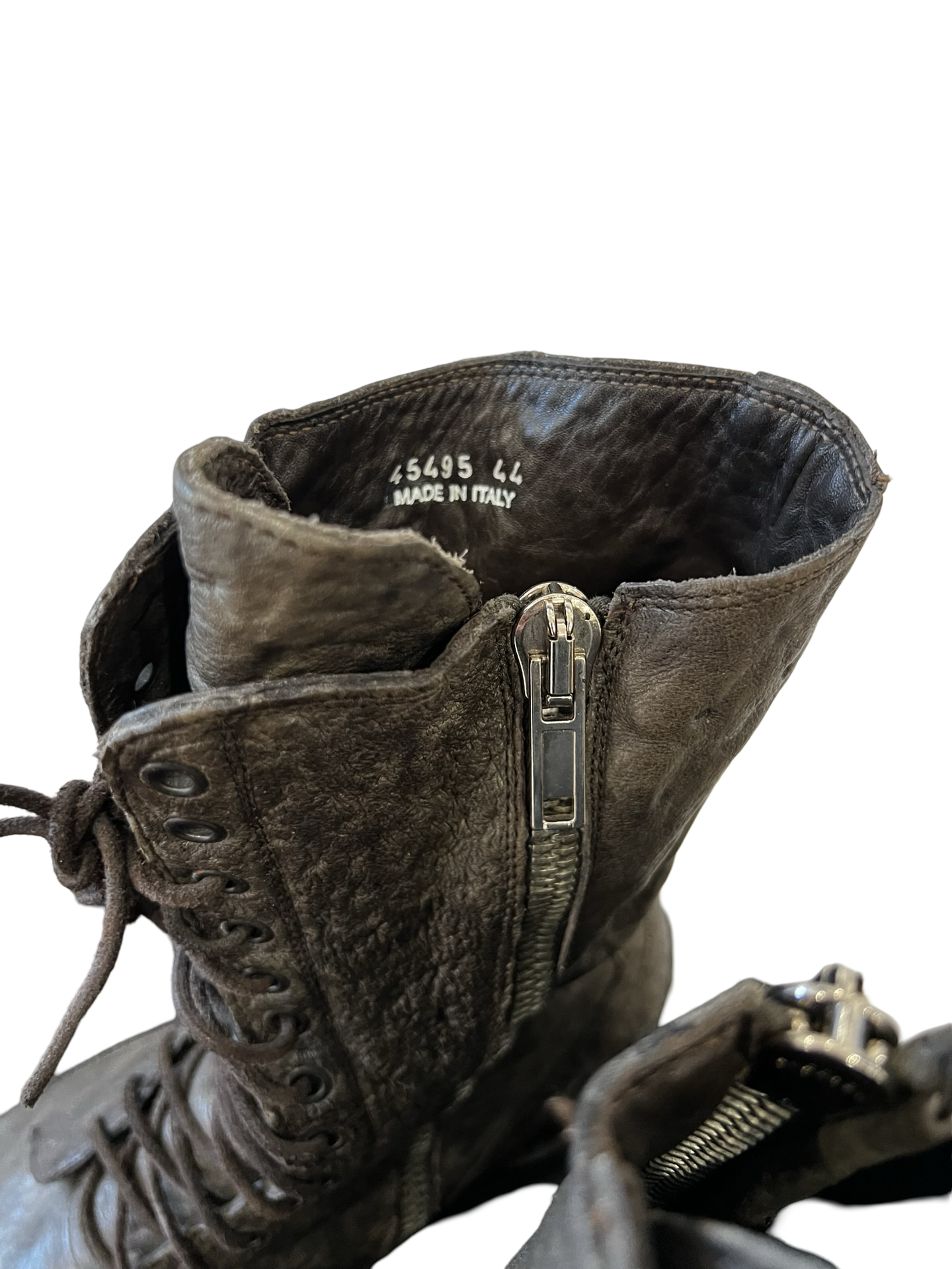 Rick Owens Shark Leather Combat Boots Sz 44