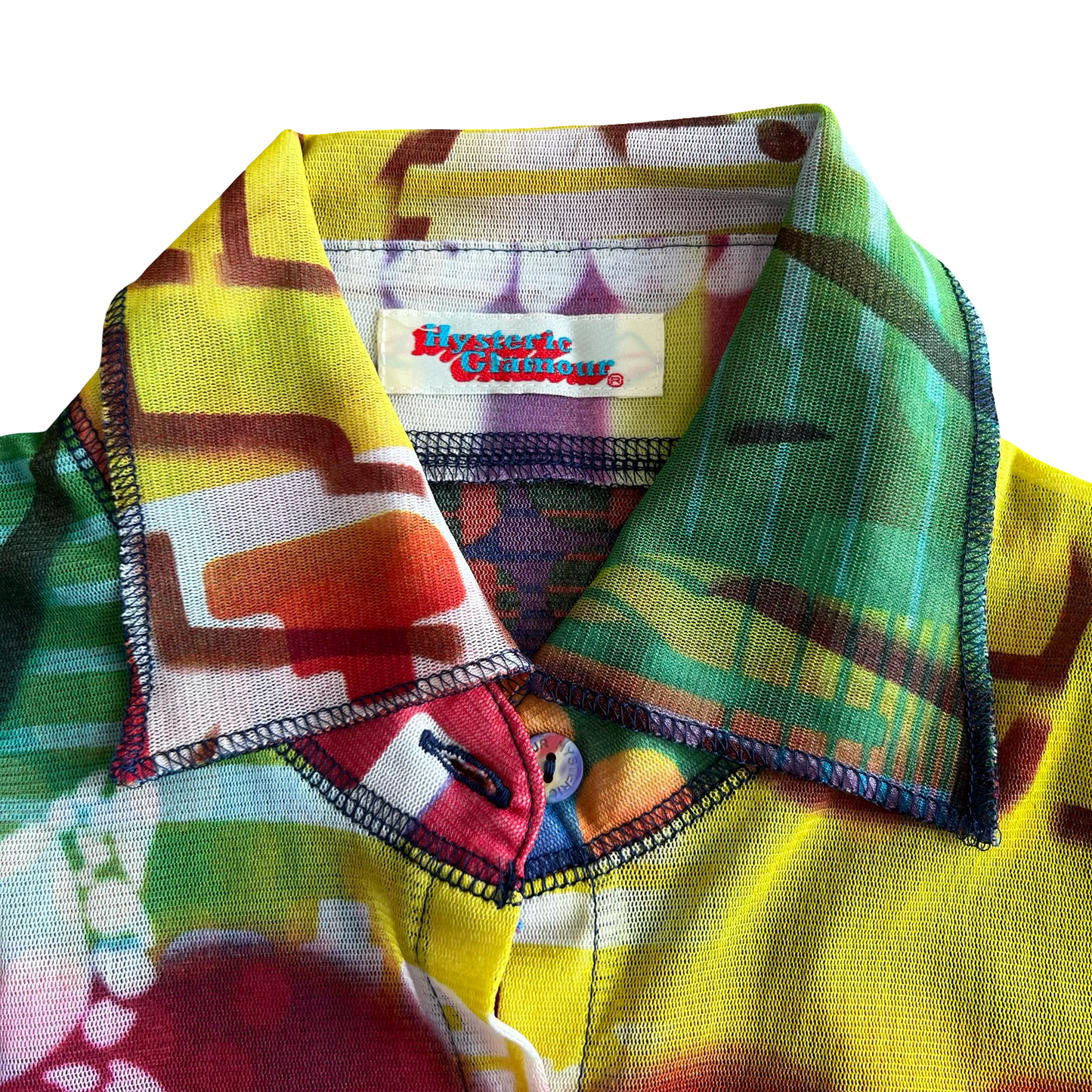 Hysteric Psychedelic Mesh Button-Up SZ S