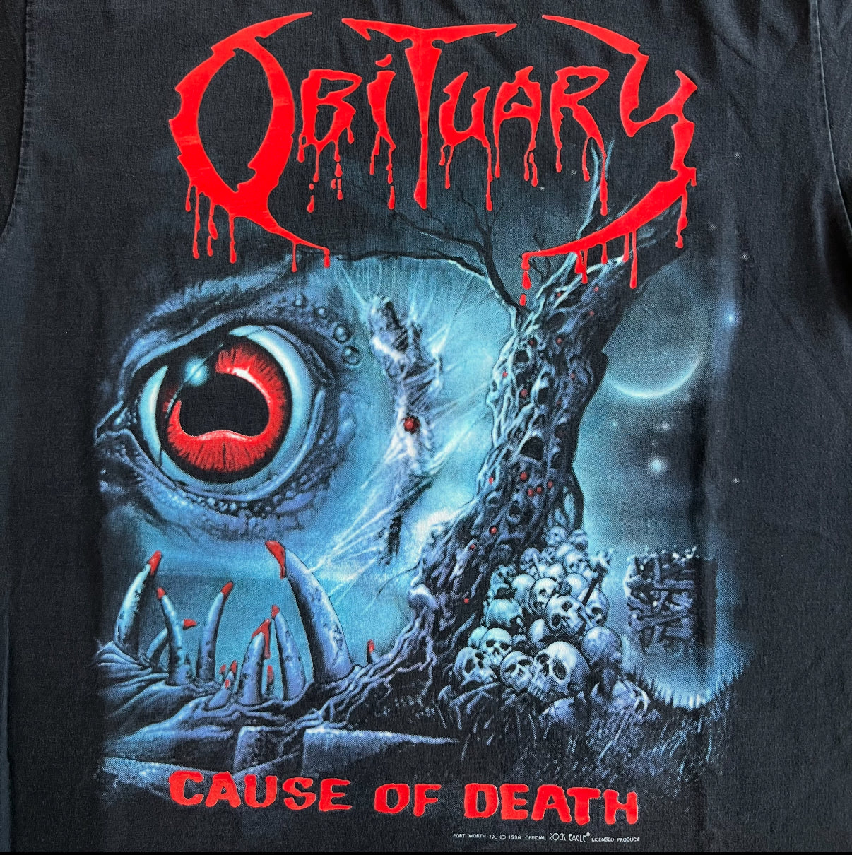 Vintage 90s Obituary "Cause Of Death" Metal Band T-Shirt SZ L