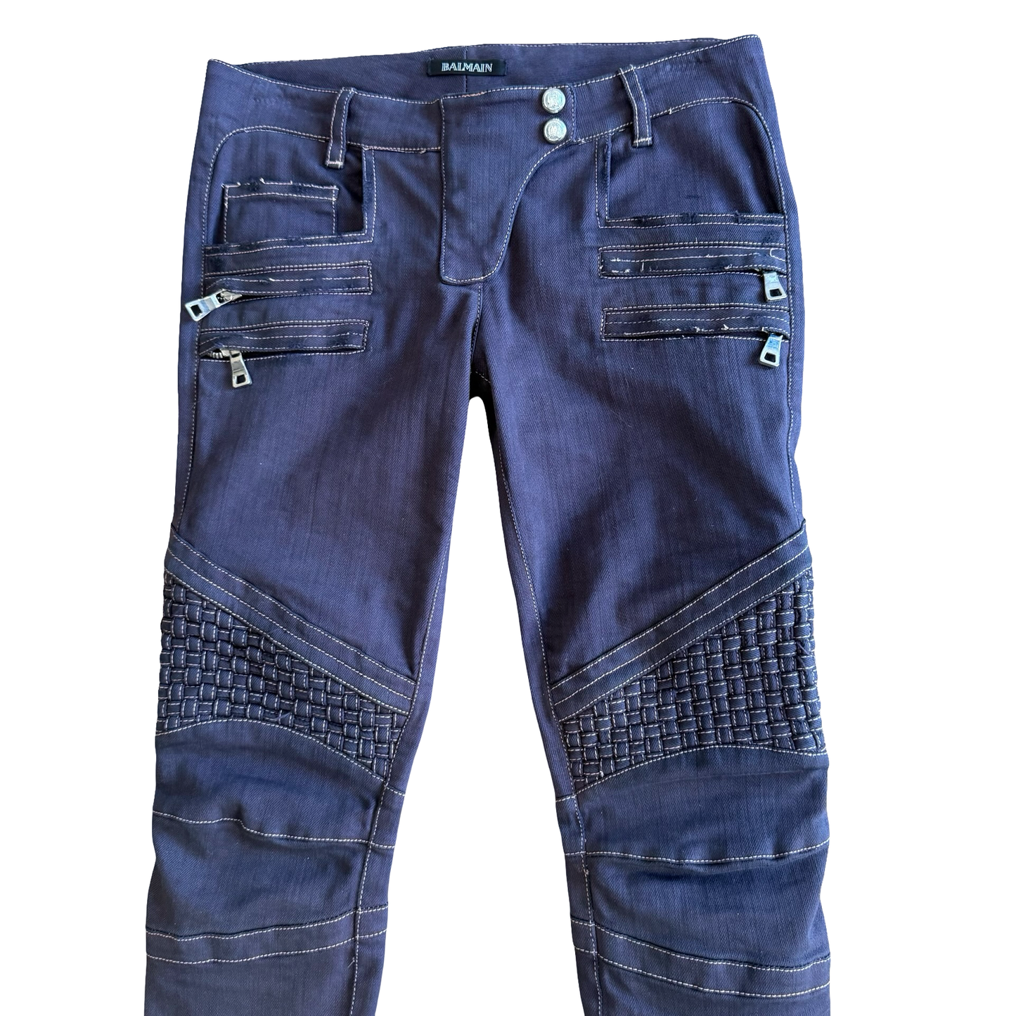 Balmain Quilted Biker Denim SZ 29