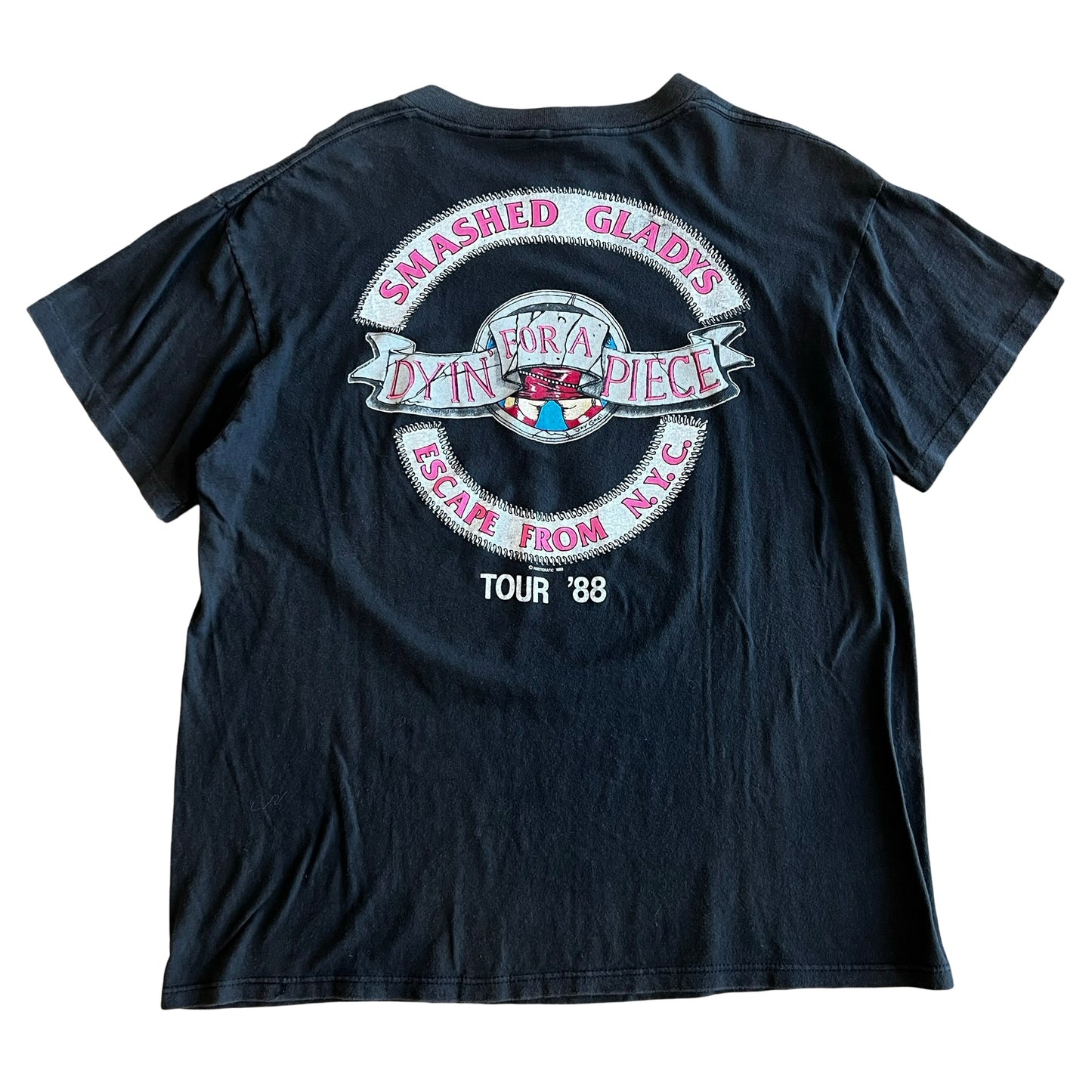 Vintage 80s NYC Punk Smashed Gladys Dyin For a Piece 1988 T-Shirt SZ XL