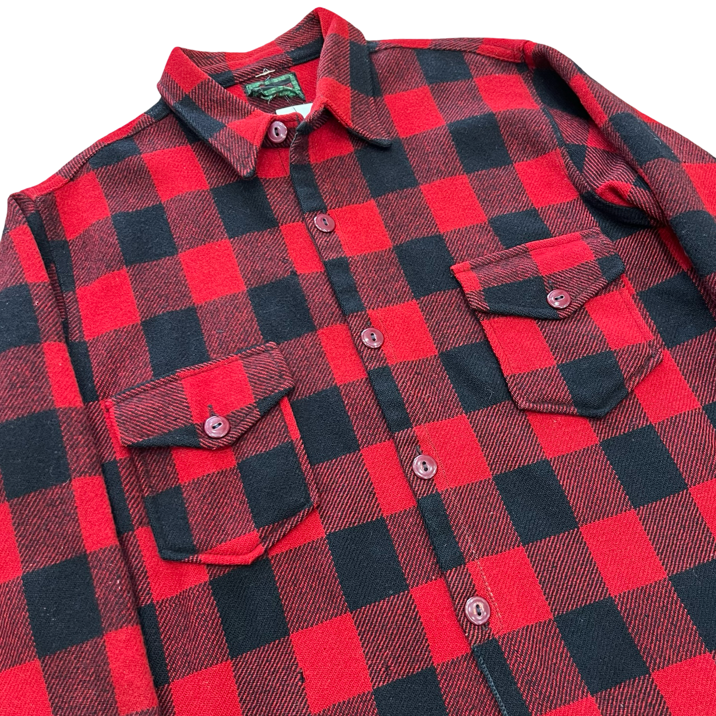 Vintage 1950s Chippewa Wool Buffalo Plaid Flannel Shirt SZ L