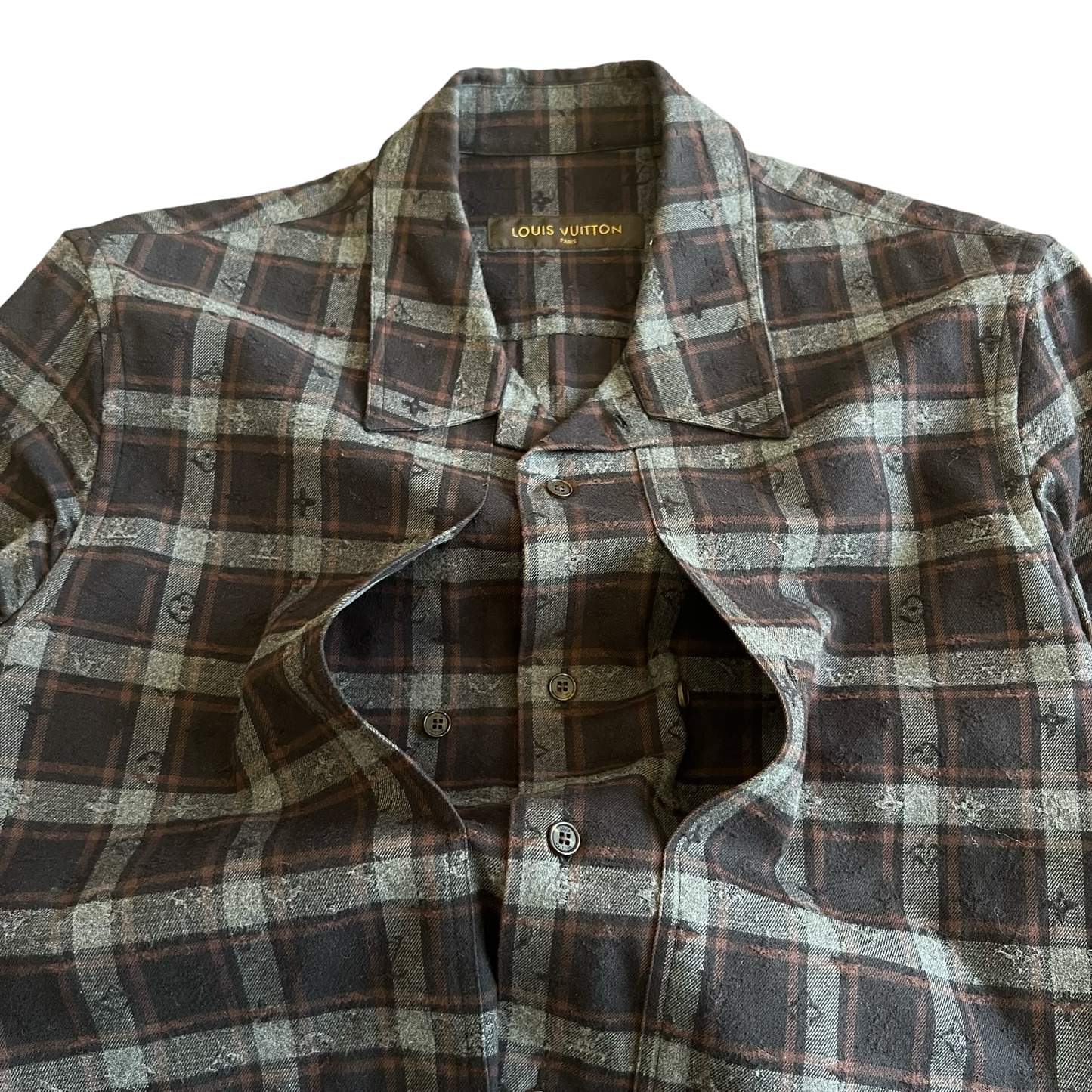 Louis Vuitton Monogram Flannel Button Up Shirt FW15 SZ XL