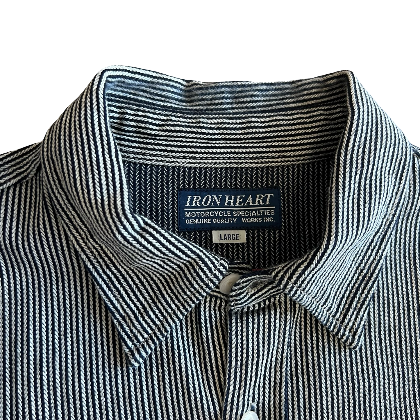 Iron Heart Hickory Stripe Work Shirt SZ Large