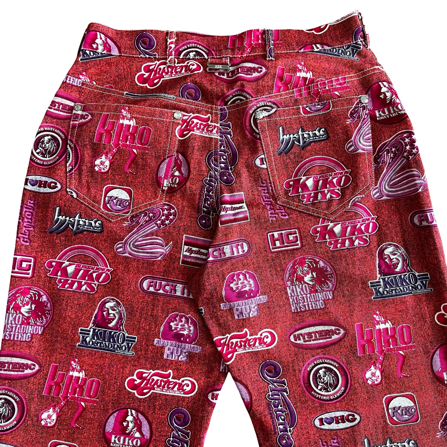 Kiko Kostadinov x Hysteric Glamour Pink Logo Print Skirt Denim SZ 32 (L)