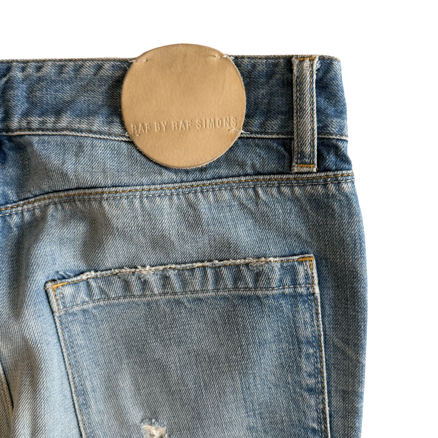 Raf By Raf Simons Light Wash Distressed Denim SZ 32