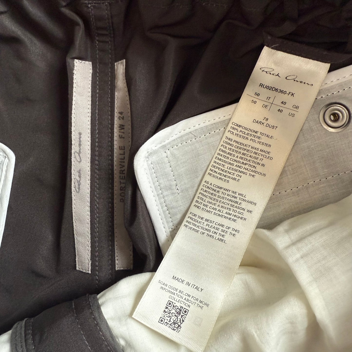 Rick Owens Cargobela Shorts Dark Dust AW24 SZ 50