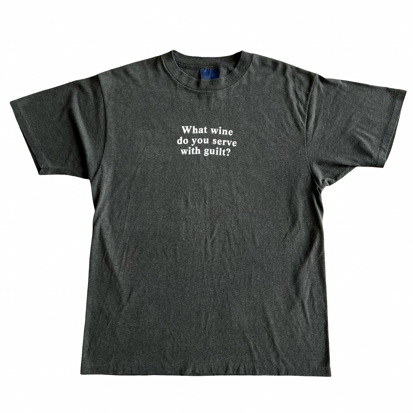 Vintage 80s What Wine Script T-Shirt SZ XL