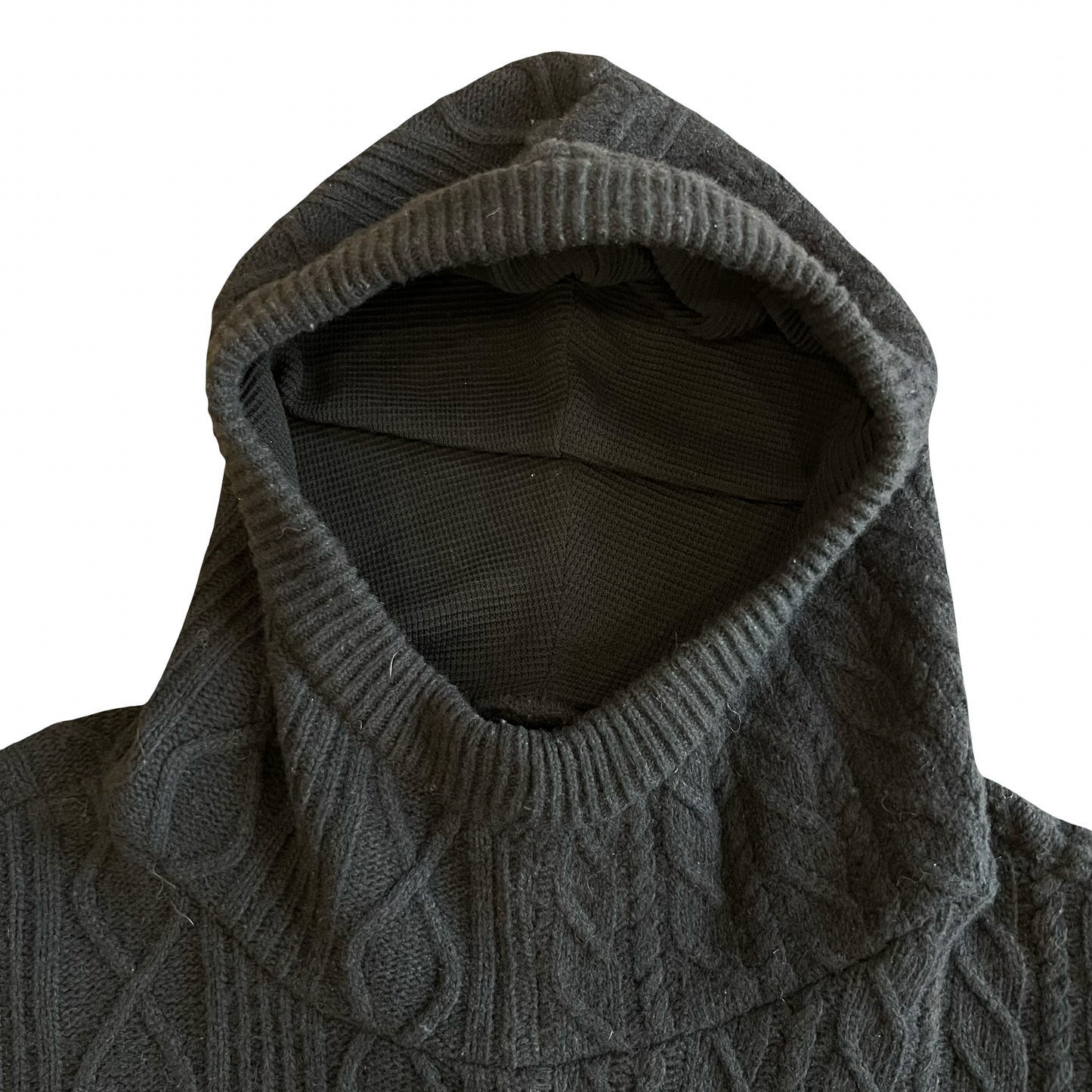 Greg Lauren Cable knit Balaclava Hoodie SZ L