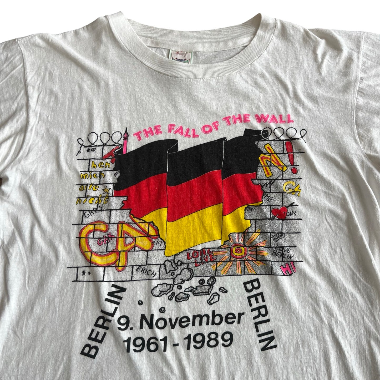 Vintage 80s Fall Of The Wall Berlin Wall T-Shirt SZ L