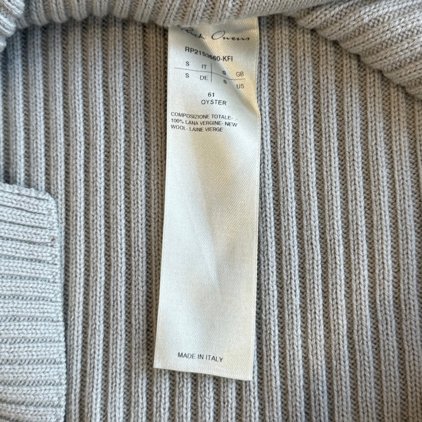 Rick Owens Fisherman/Biker Sweater AW21 SZ S