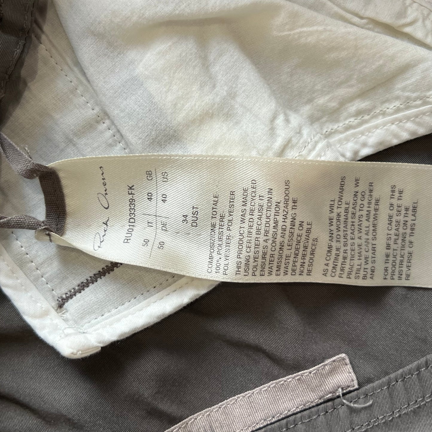 Rick Owens Nylon Bela Cargos SZ 40