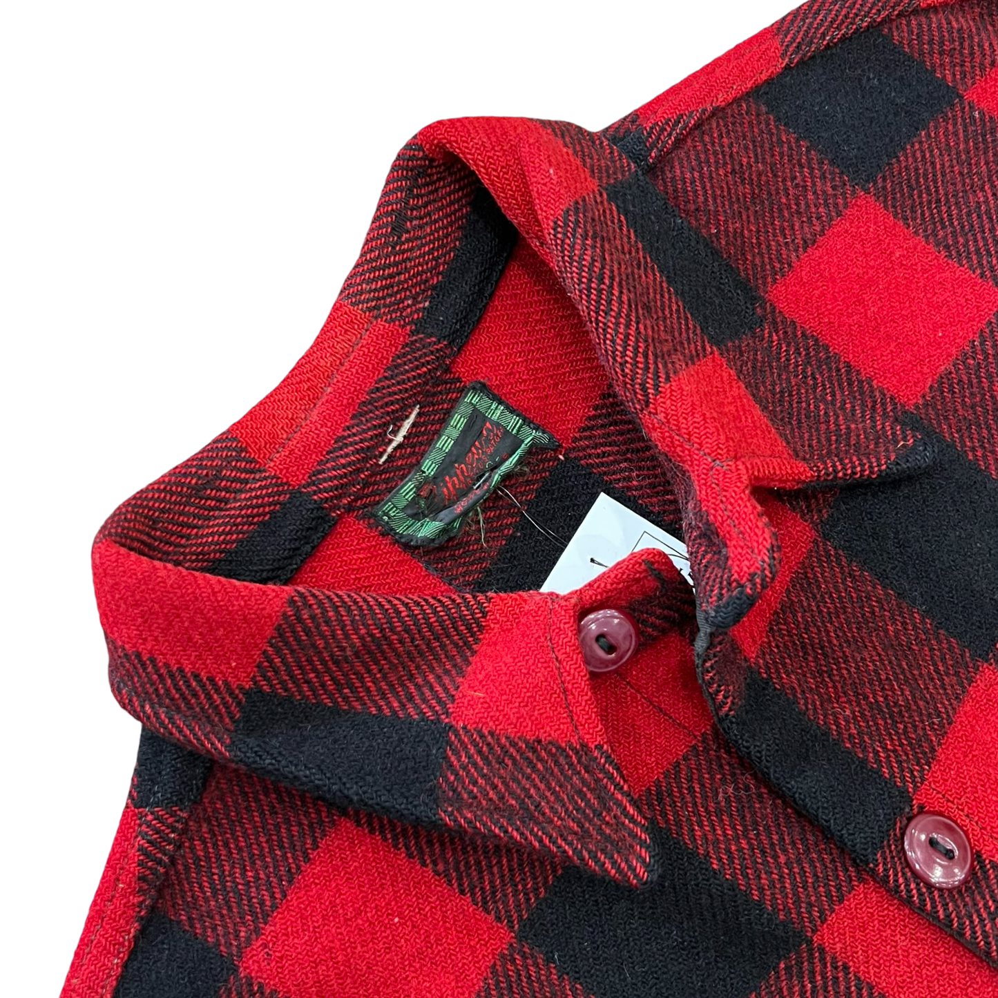 Vintage 1950s Chippewa Wool Buffalo Plaid Flannel Shirt SZ L