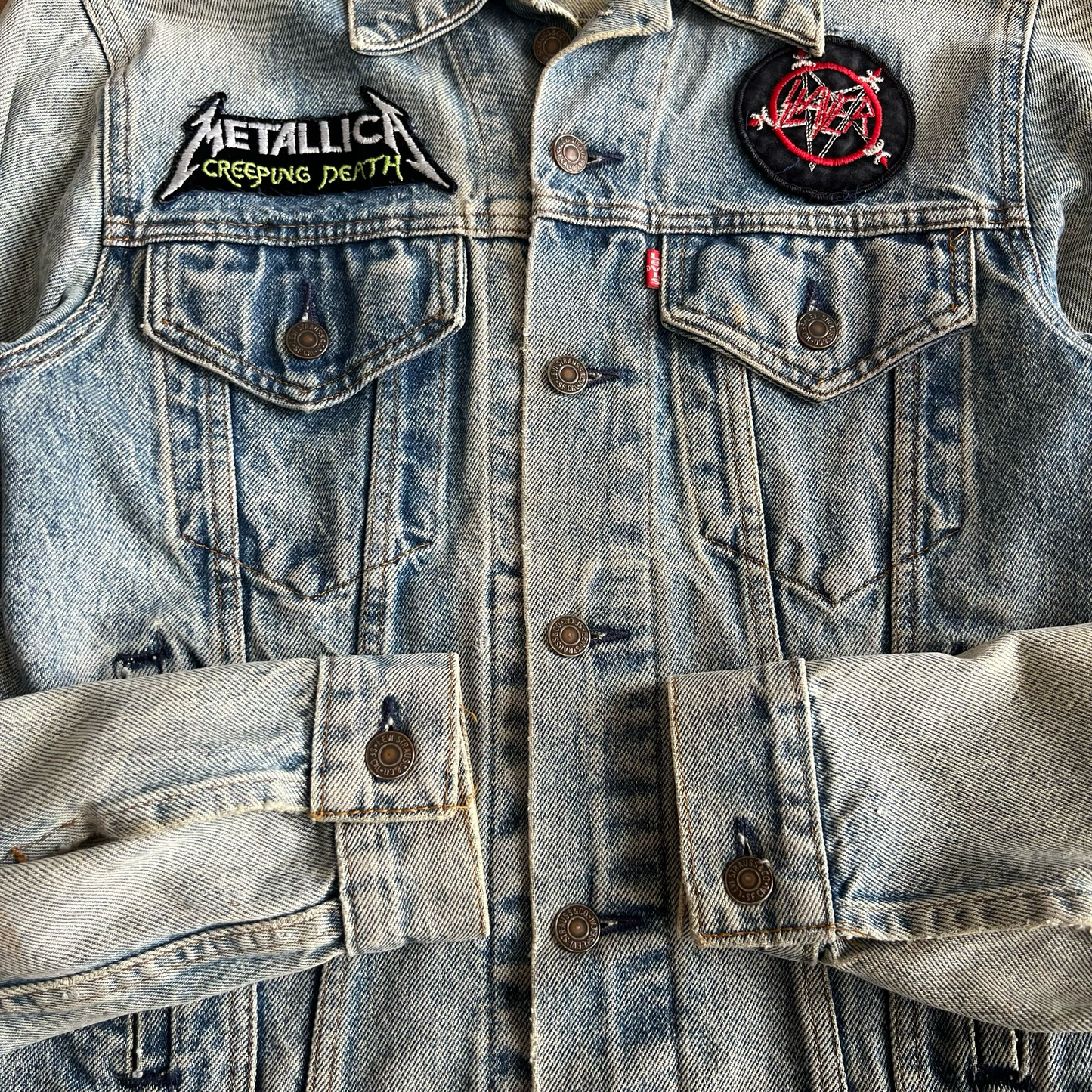 Vintage Levis 80s Battle Jacket Patch Type 3 Denim Jacket SZ M