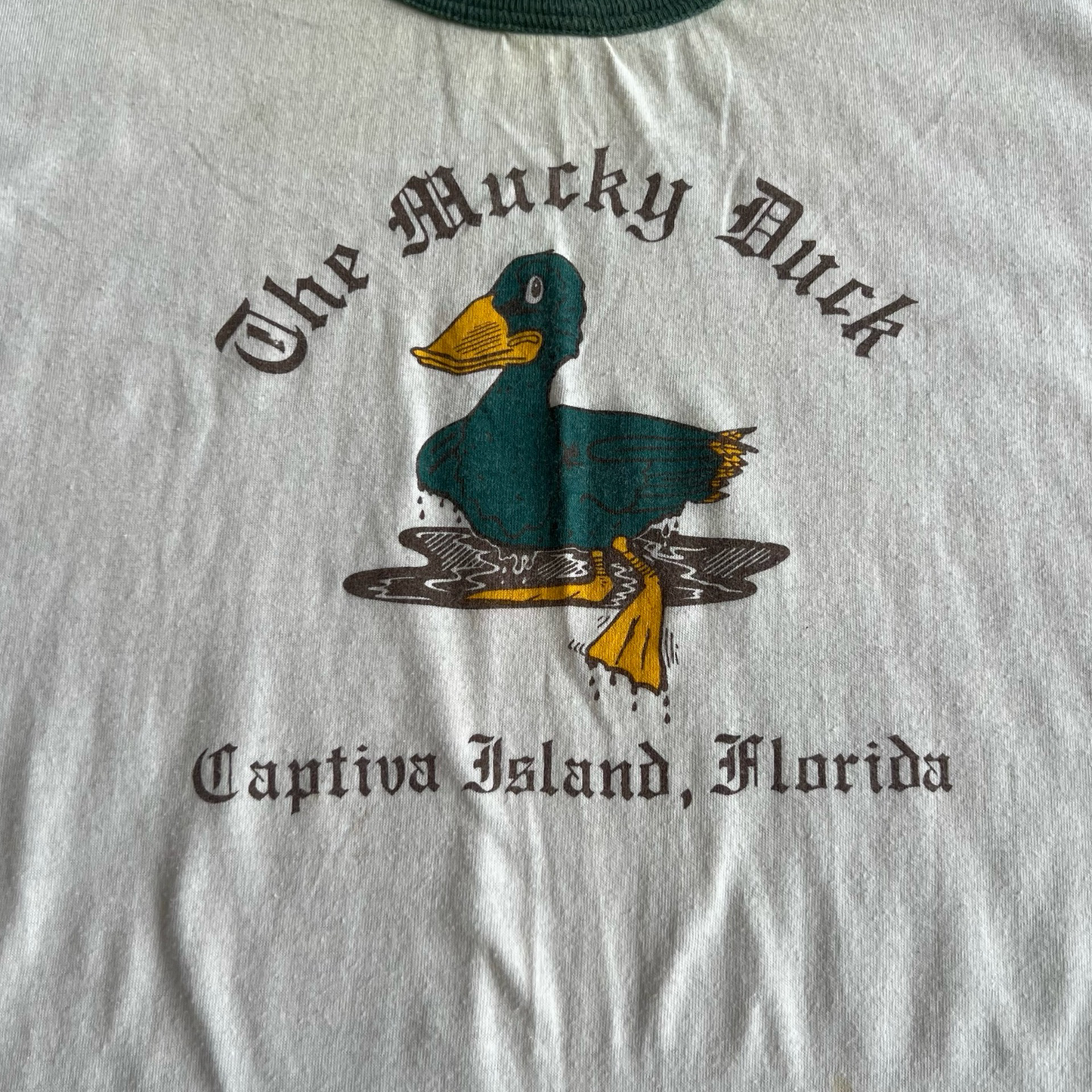 Vintage 70s Mucky Duck Ringer T-Shirt SZ L