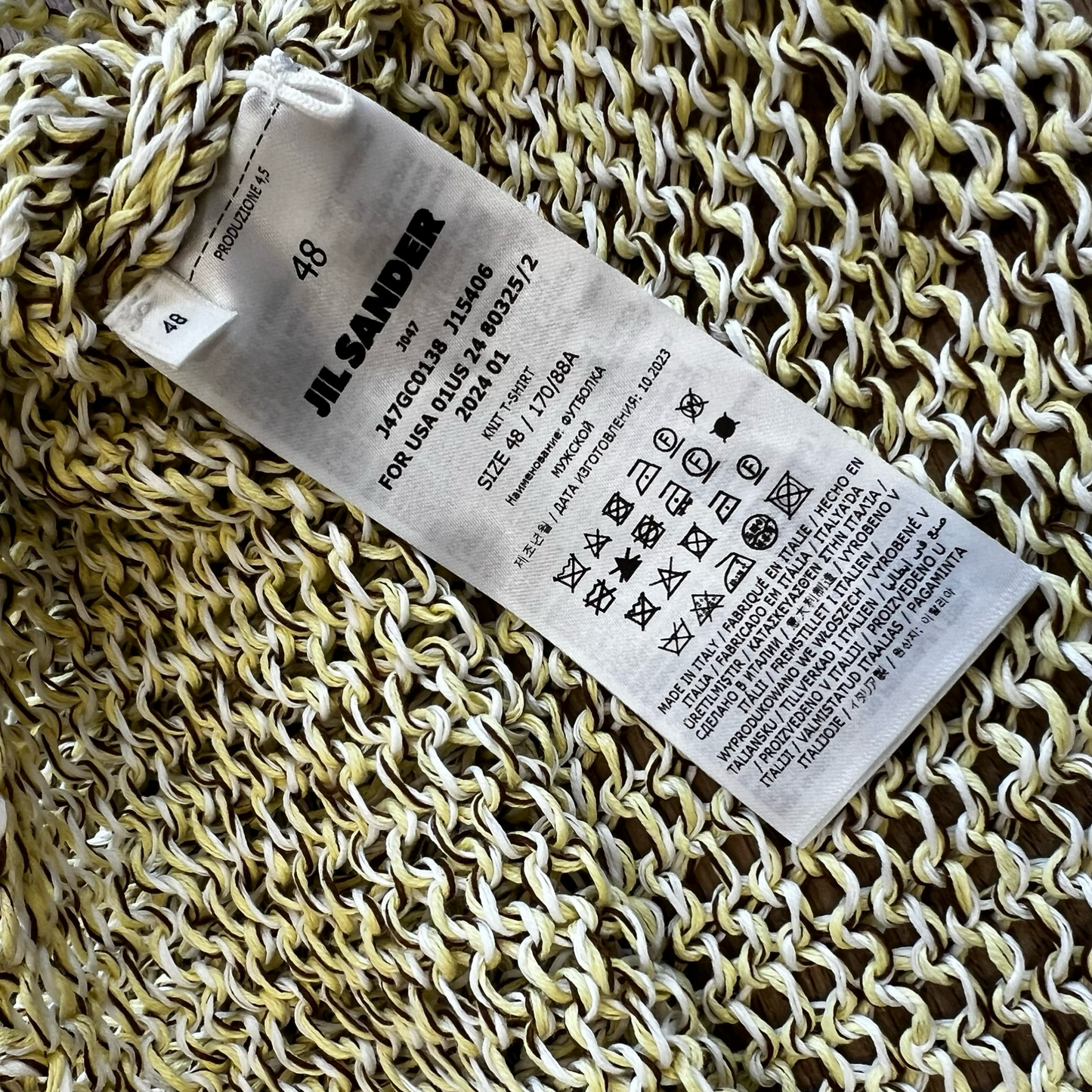 Jil Sander Open Knit Sheer Short Sleeve Shirt SZ 48