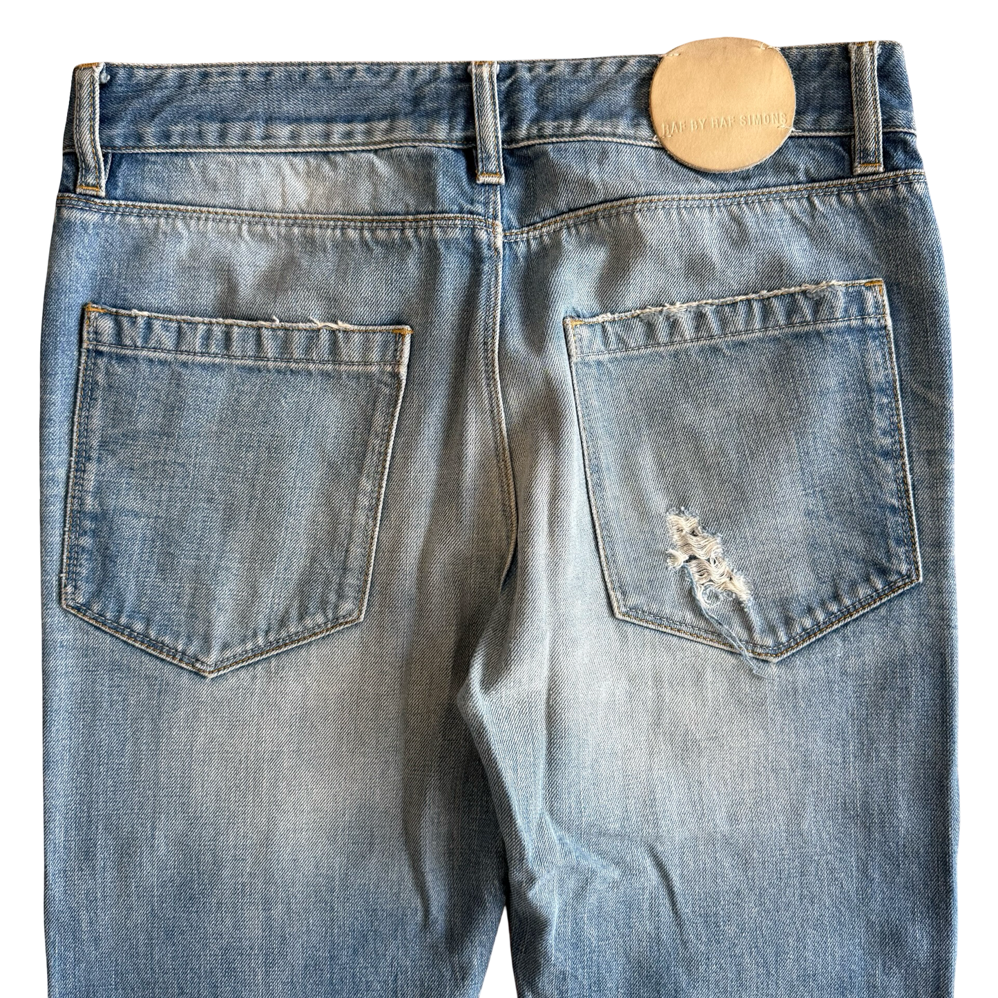 Raf By Raf Simons Light Wash Distressed Denim SZ 32
