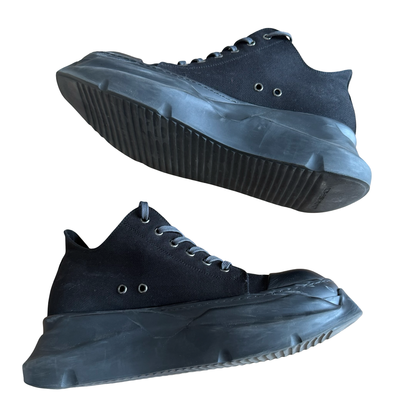 Rick Owens Triple Black Abstract Soles Sneakers SZ 43