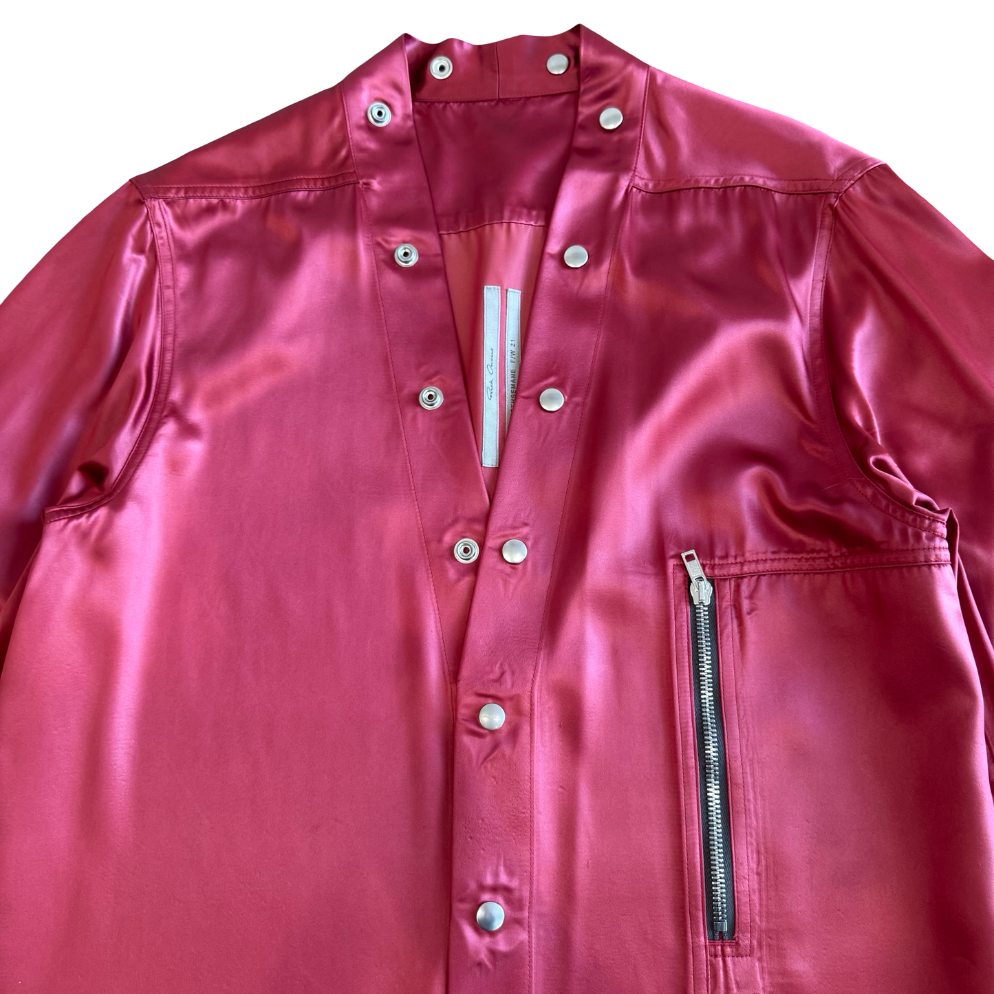 Rick Owens Larry Carnelian Silk Shirt AW21 SZ 50