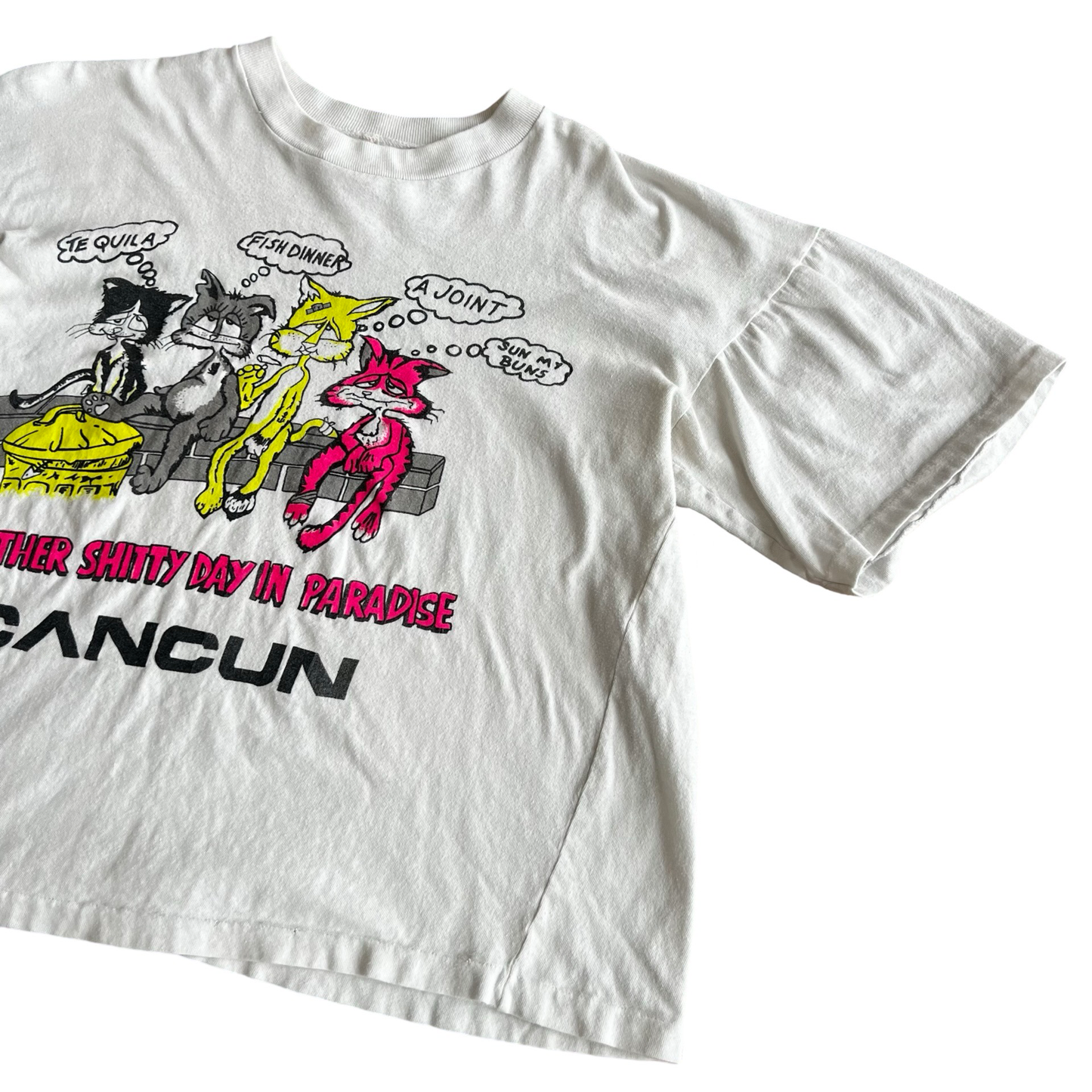 Vintage 90s Cat Cancun Paradise Parody T-Shirt SZ M