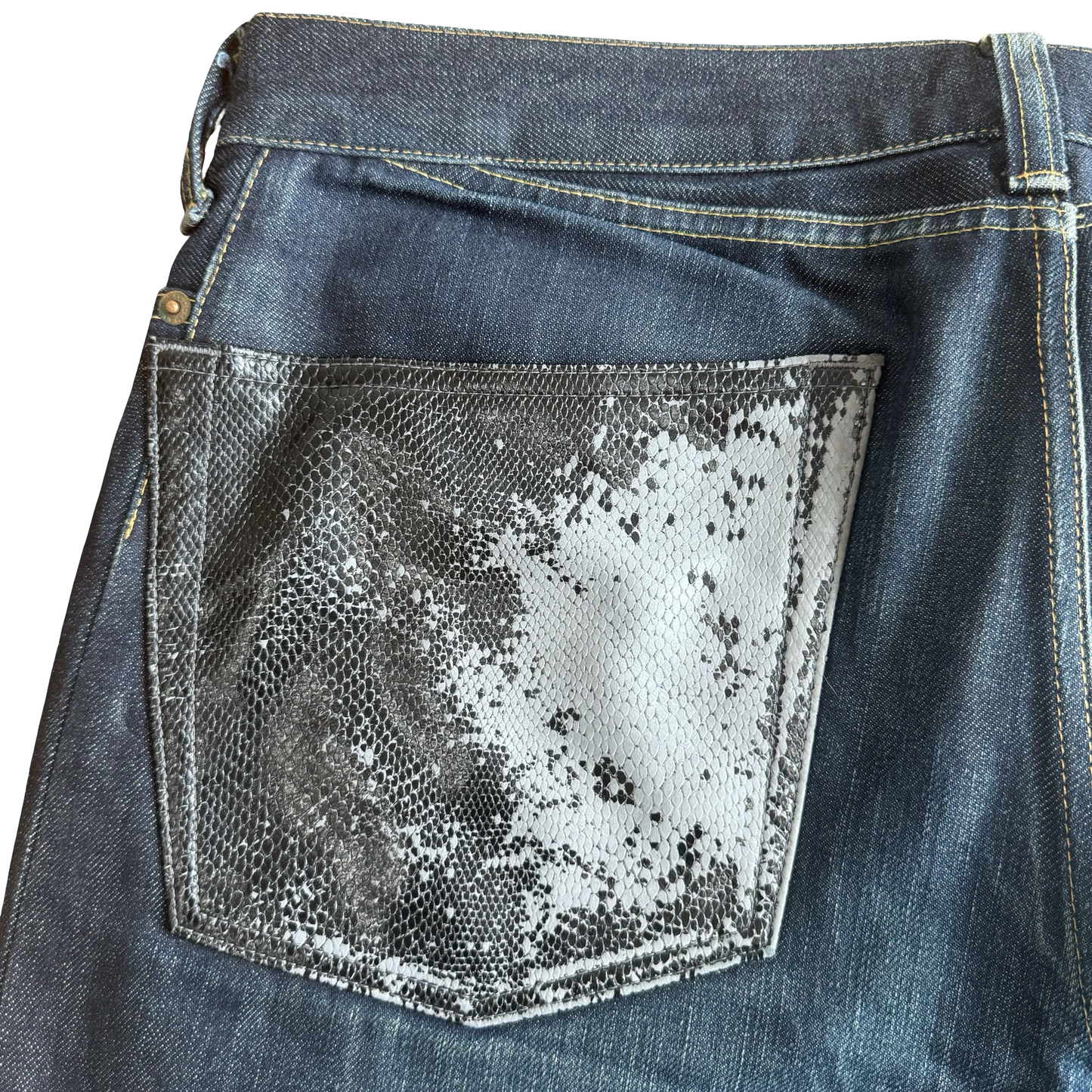 Junya Watanabe Faux Snakeskin Pocket Jeans Sz Large