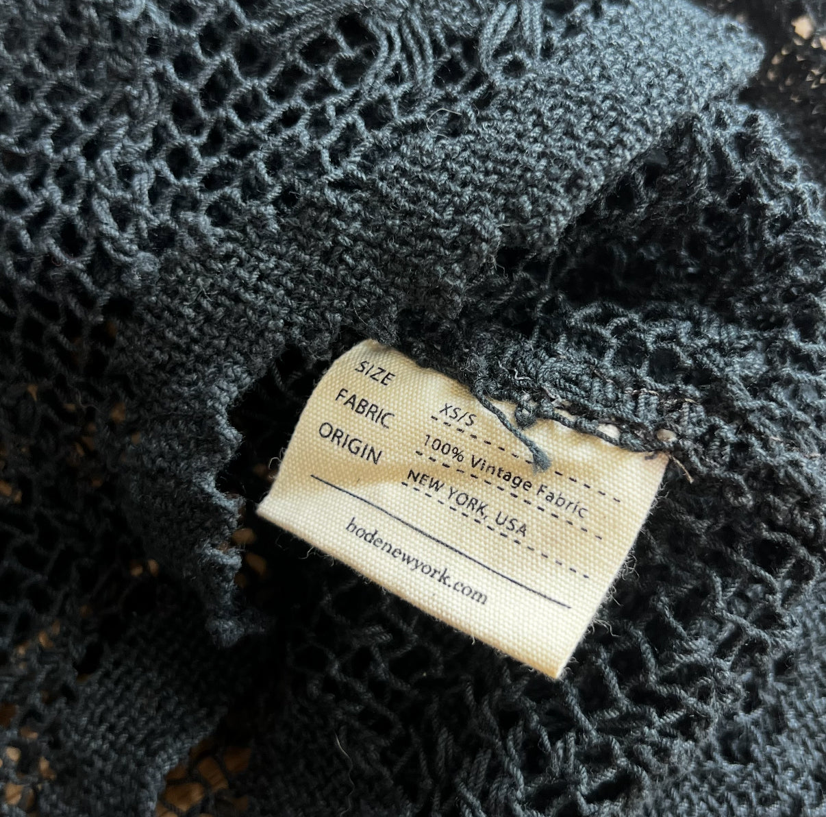 Bode Black Crochet Knit Button-up SZ S