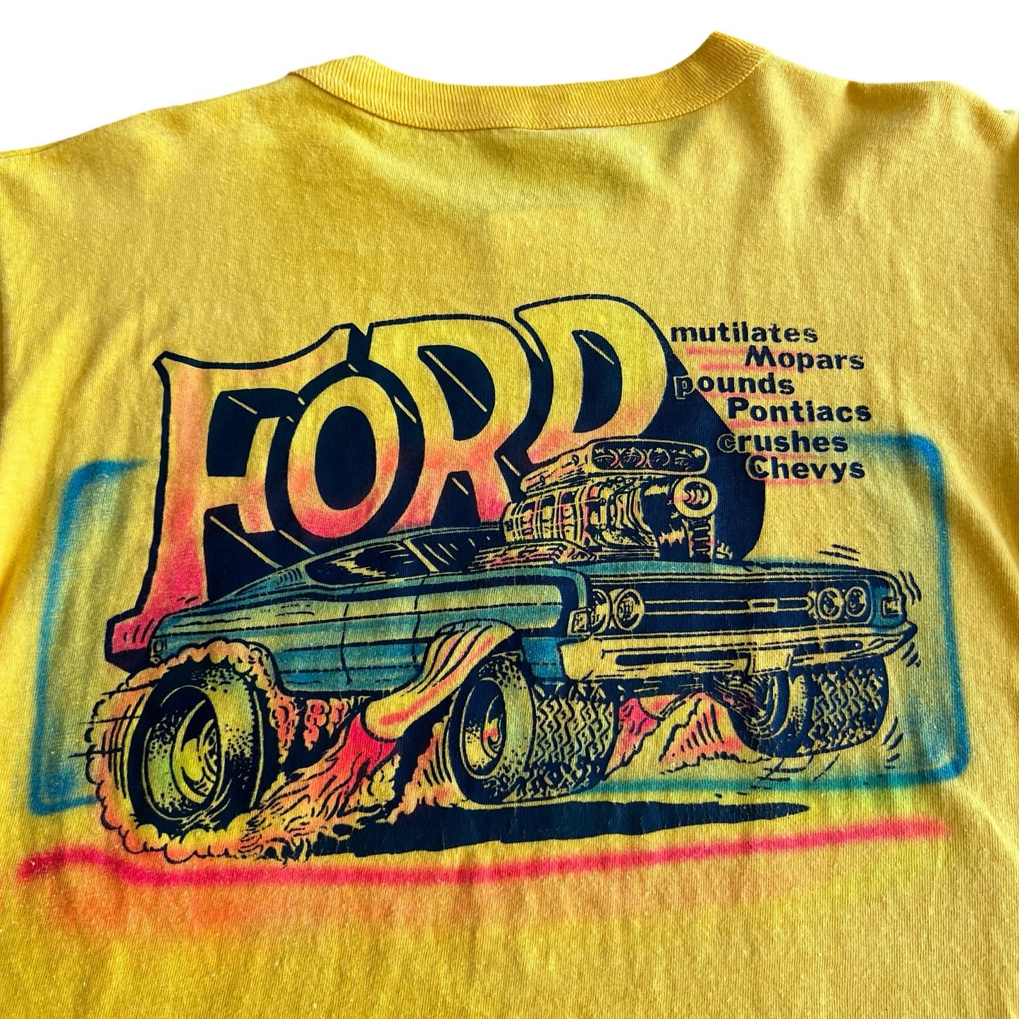 Vintage 70s Ford Drag Car Rat Fink Style Airbrush T-Shirt SZ M