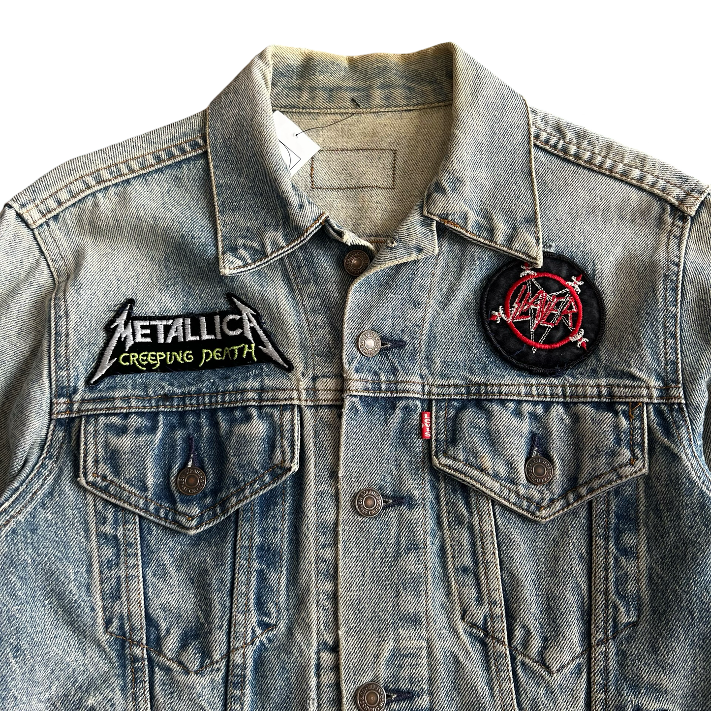 Vintage Levis 80s Battle Jacket Patch Type 3 Denim Jacket SZ M