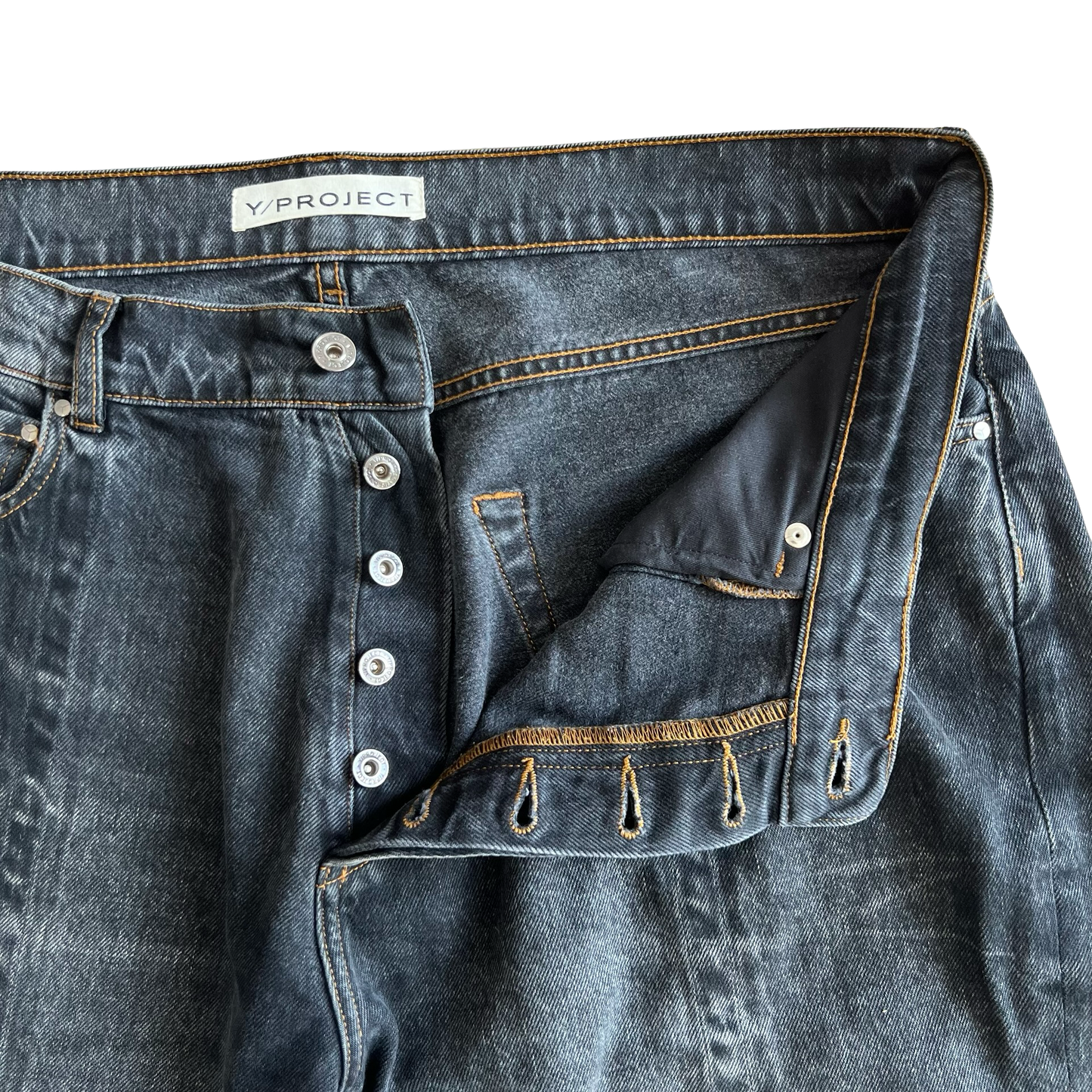 Y/Project Grey Stone Wash Panel Denim SZ 36