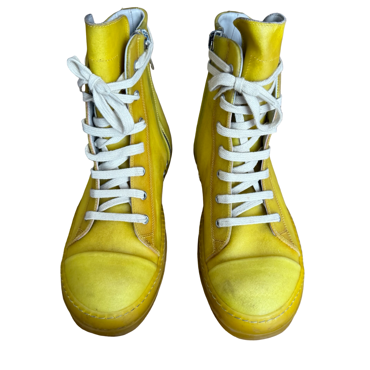 Rick Owens Translucent Yellow Leather Ramones SZ 40.5