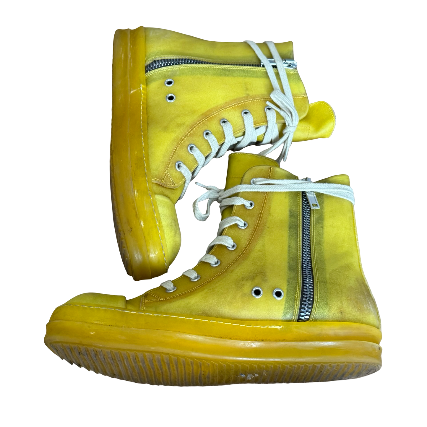 Rick Owens Translucent Yellow Leather Ramones SZ 40.5