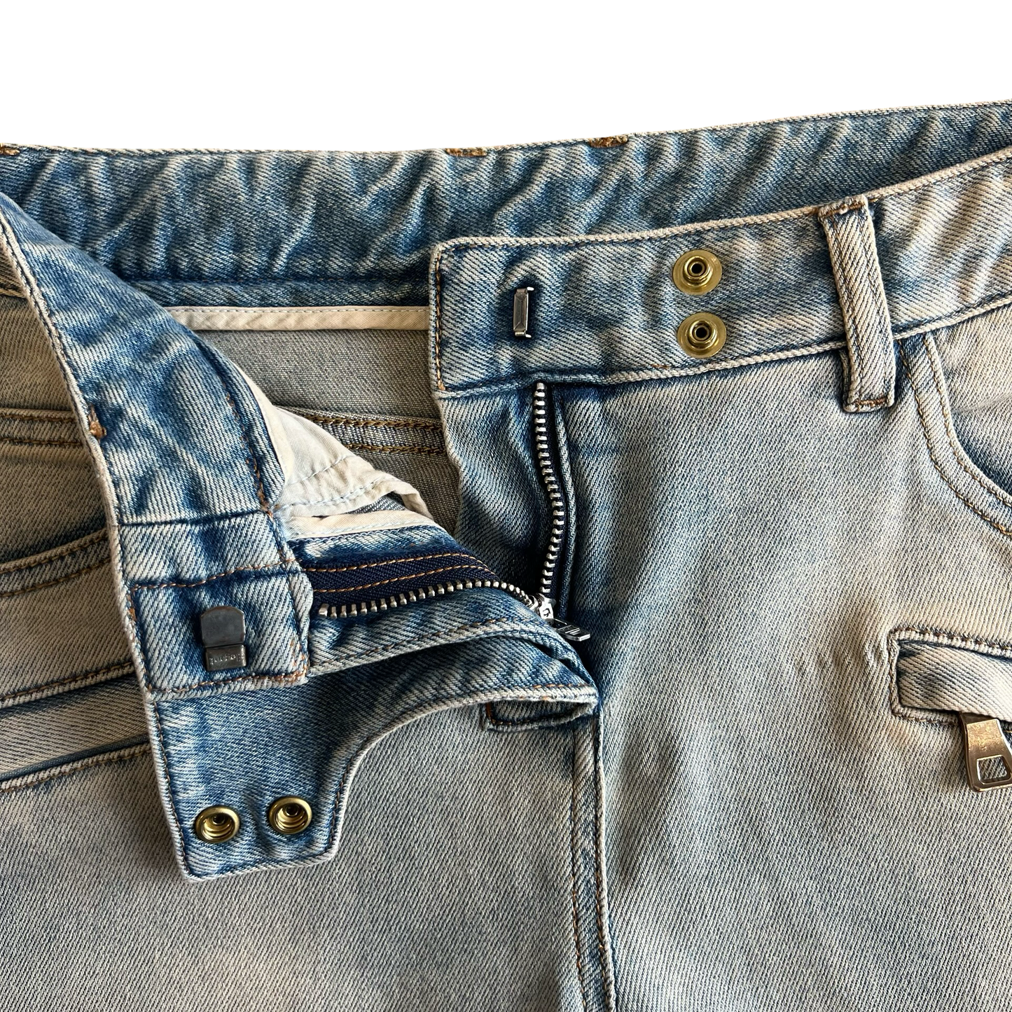 Balmain Light Wash Biker Denim SZ 28