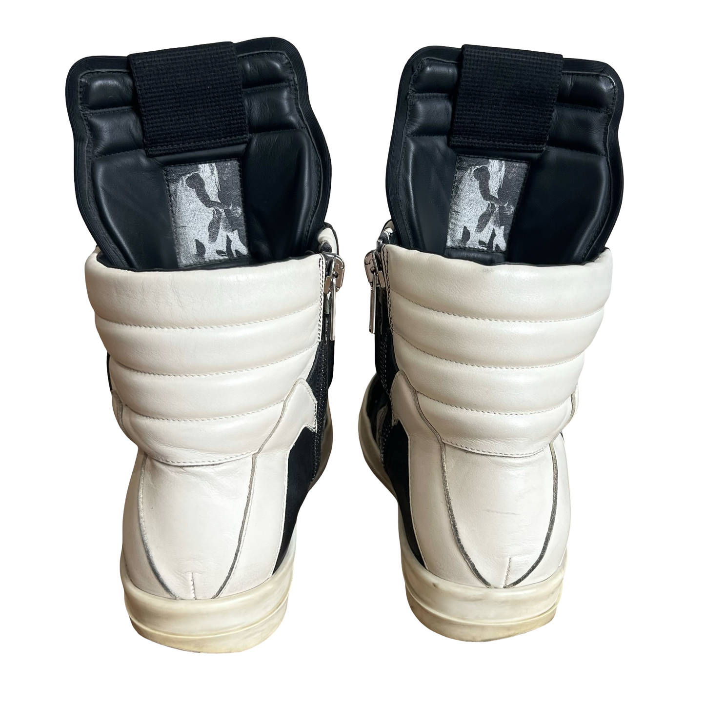 Rick Owens Black/Milk Blistered Leather Geobasket SZ 42