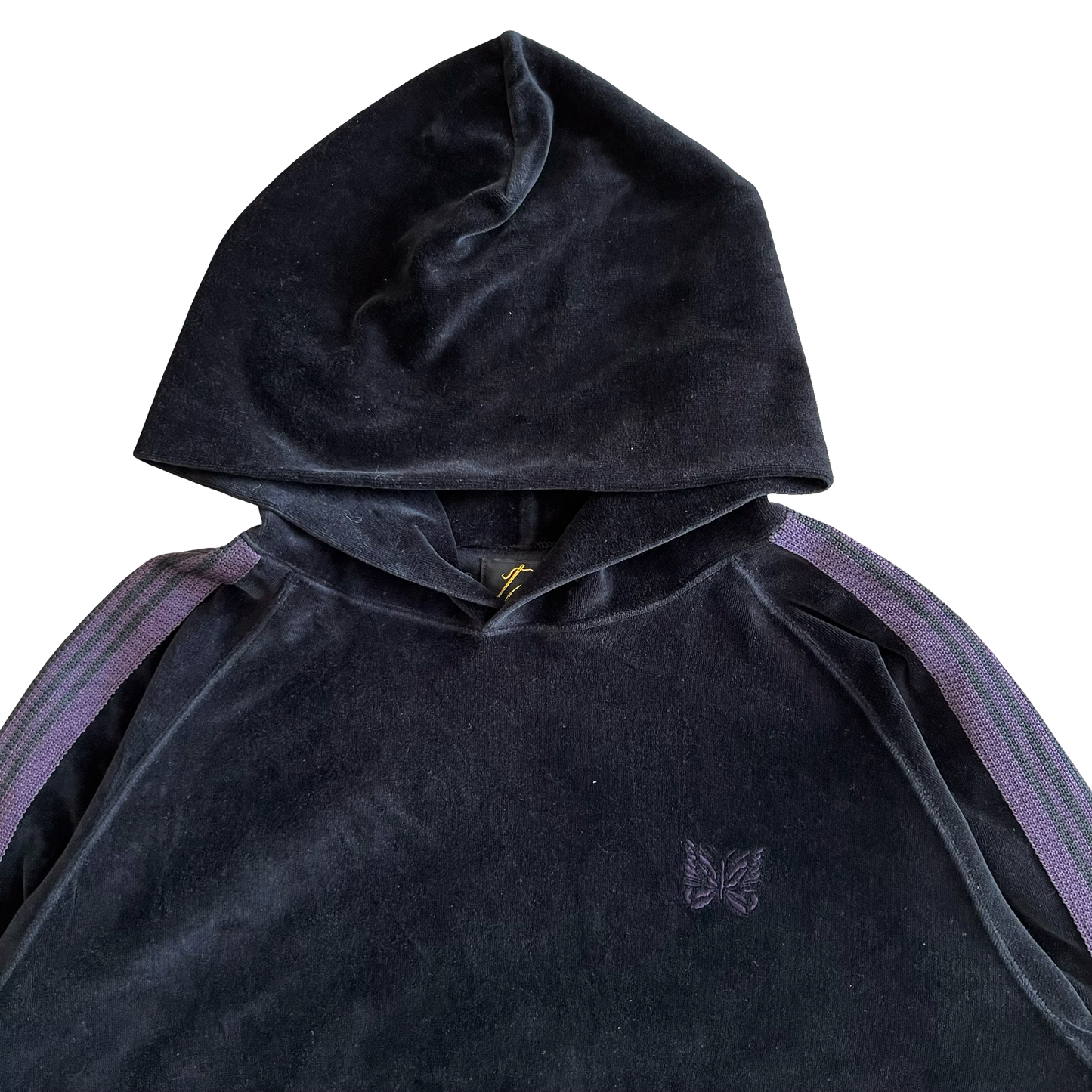 Needles Black/Purple Velour Hoodie SZ M