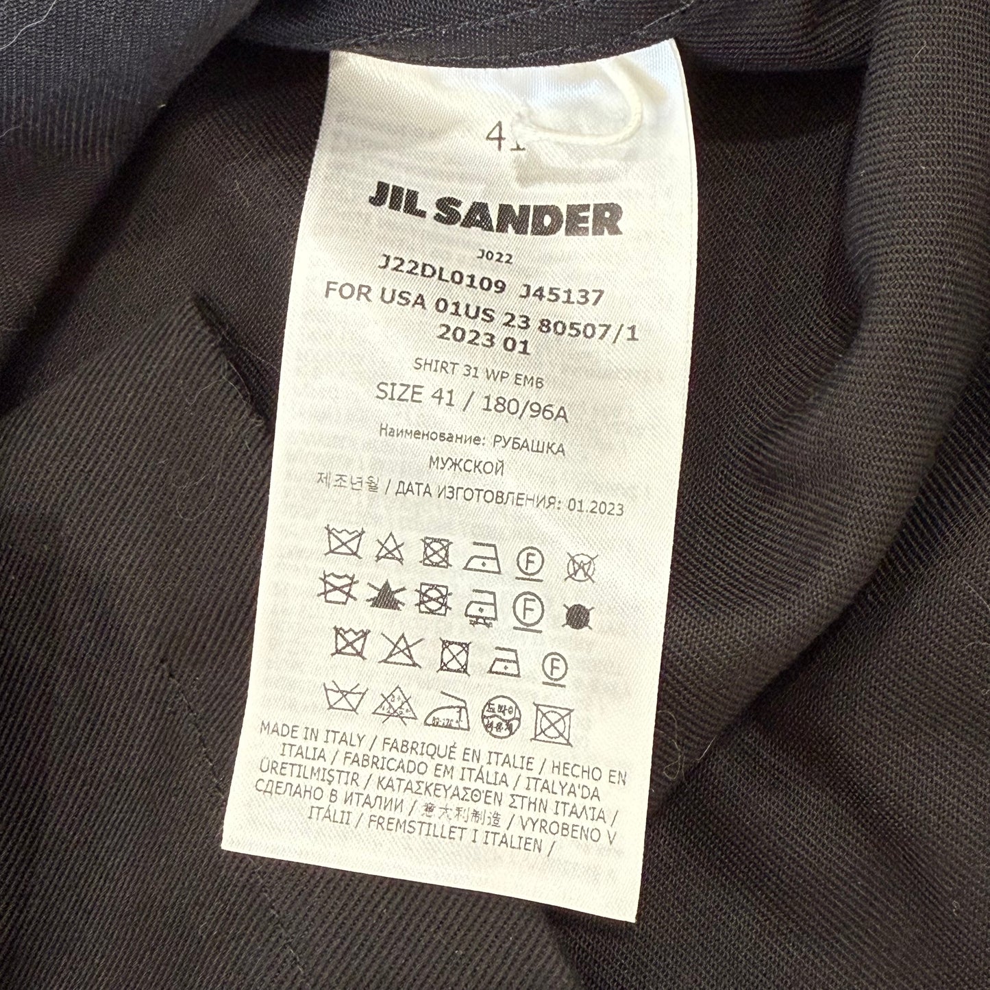 Jil Sander Embroidered Pocket Button Up Shirt SZ 41