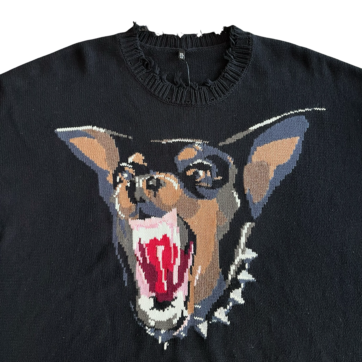 R13 Distressed Chihuahua Knit Sweater SZ XL