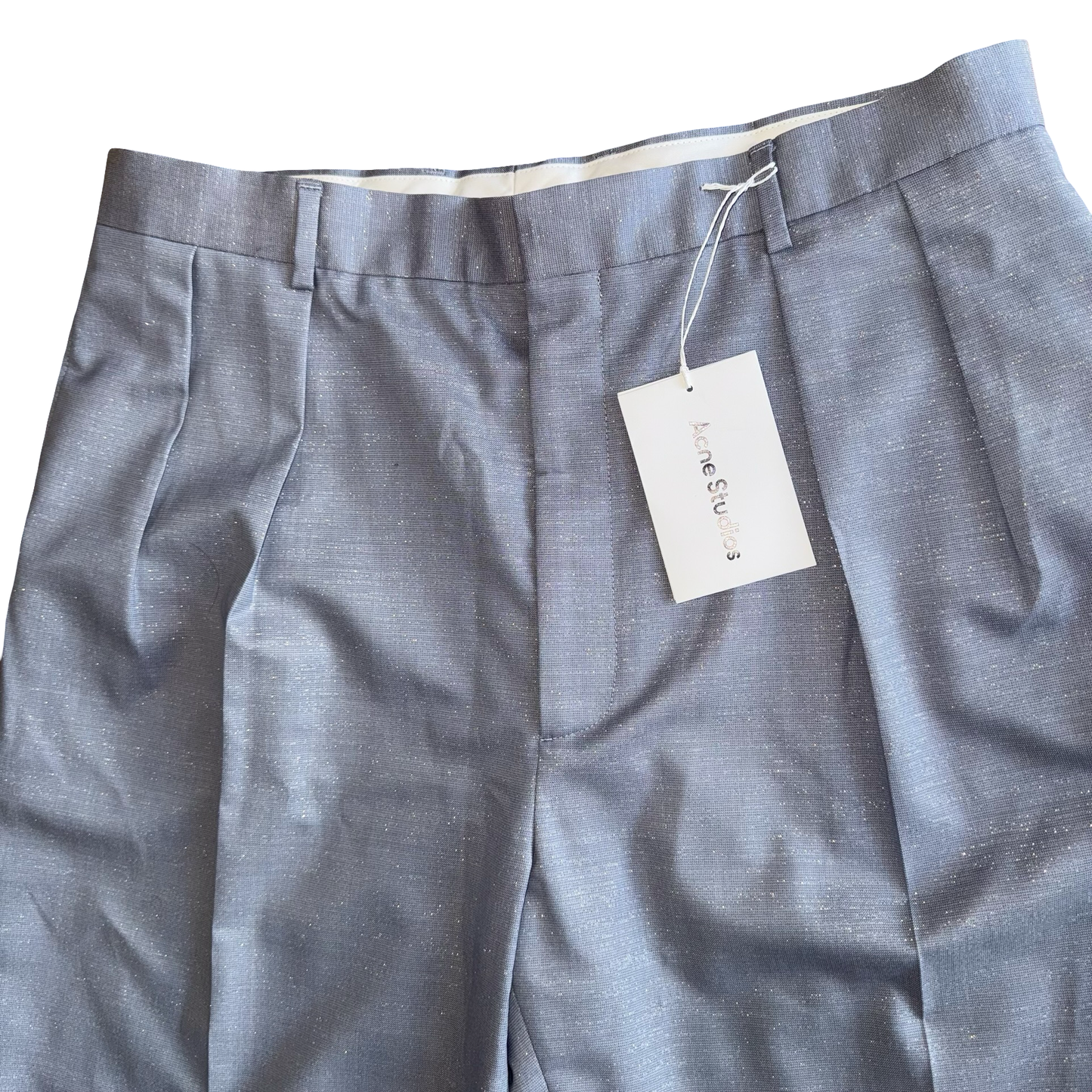 Acne Studios Dusty Blue Glitter Trousers SZ 54