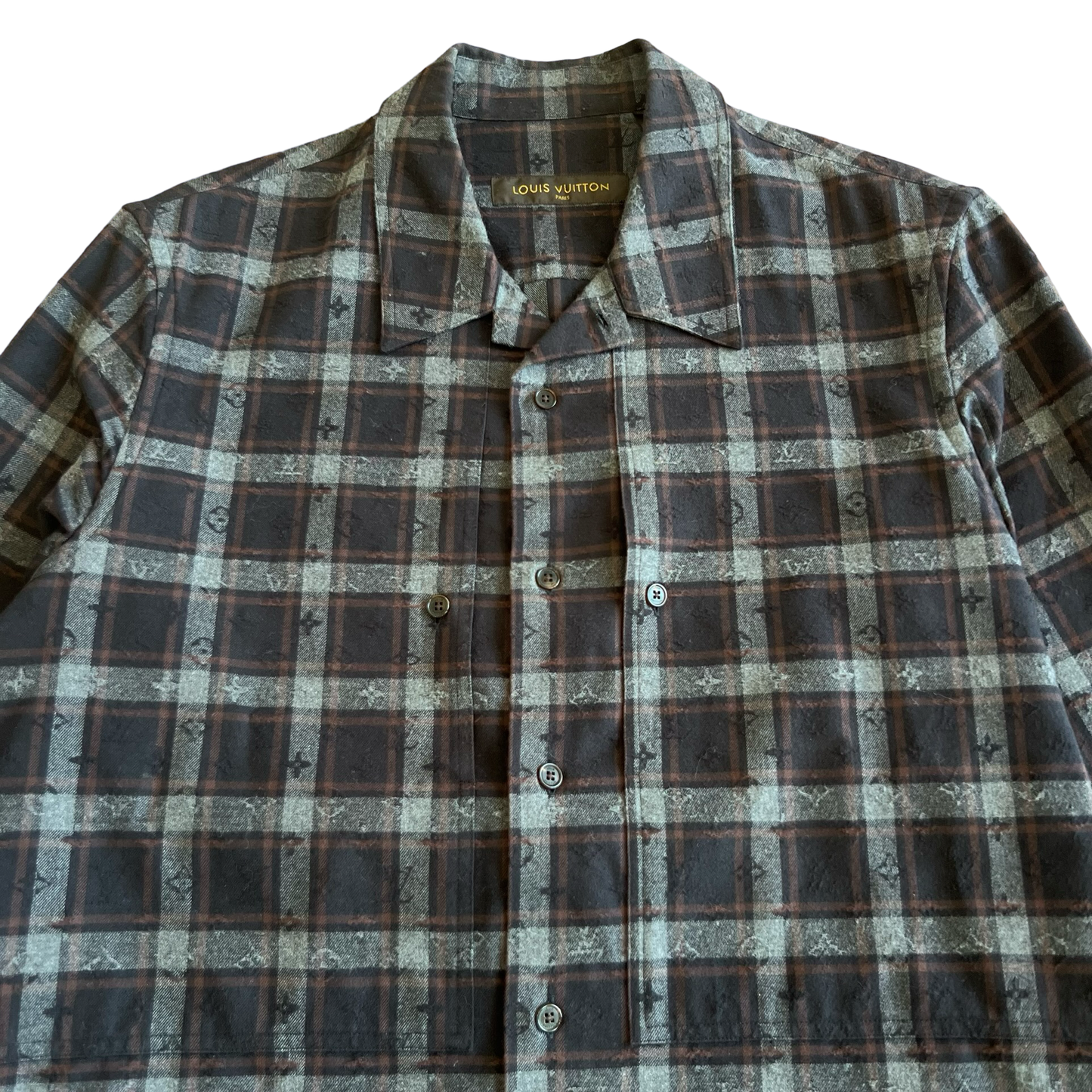 Louis Vuitton Monogram Flannel Button Up Shirt FW15 SZ XL