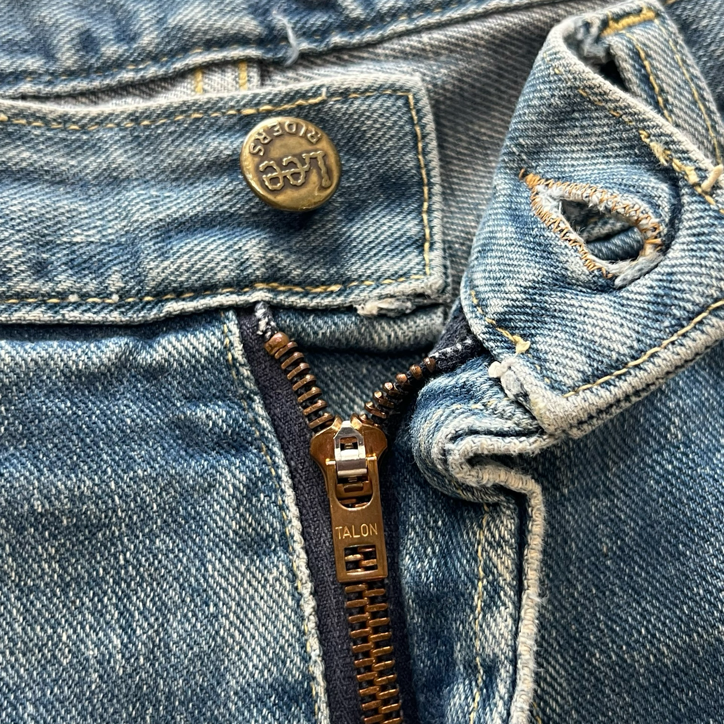 Vintage 1960s Lee Riders Sanforized Selvedge Mud Wash Repaired Denim SZ 33
