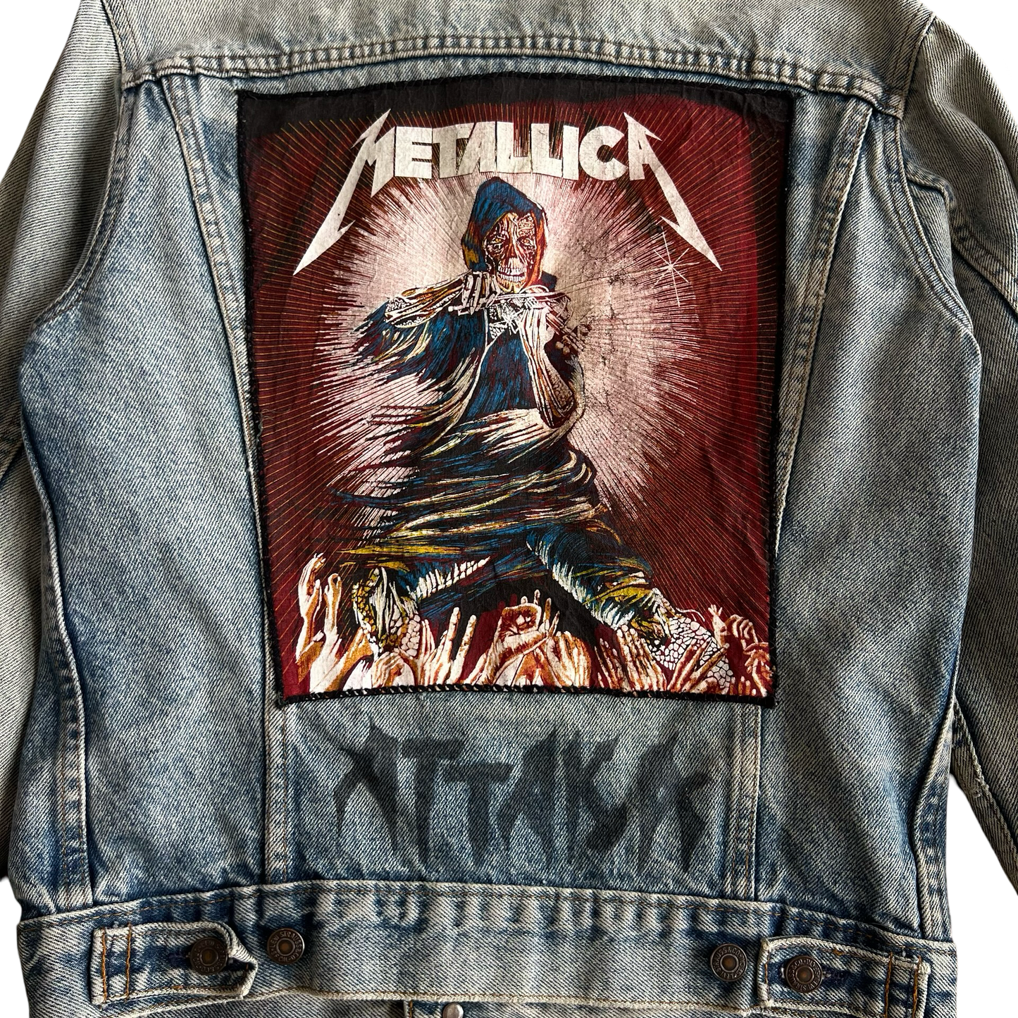 Vintage Levis 80s Battle Jacket Patch Type 3 Denim Jacket SZ M