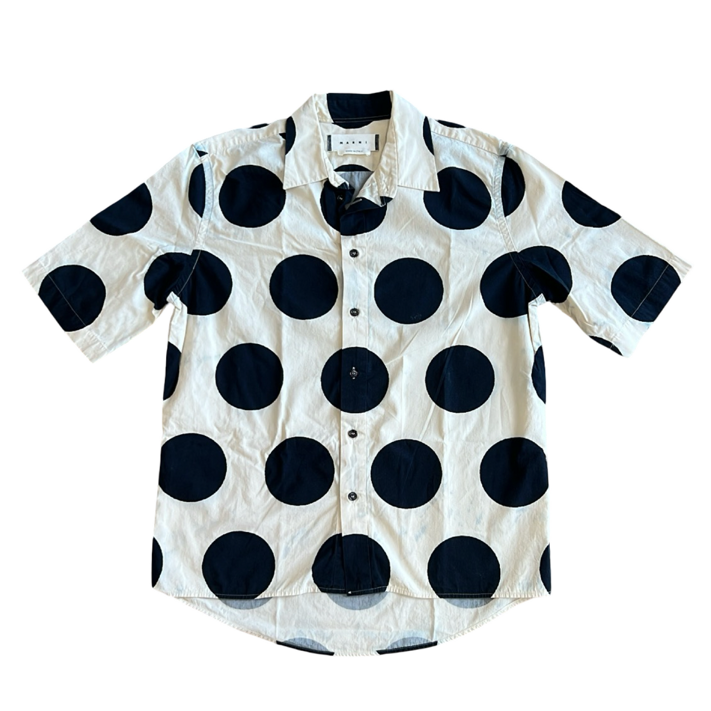 Marni Navy Polka Dot Button-Up Sz 46