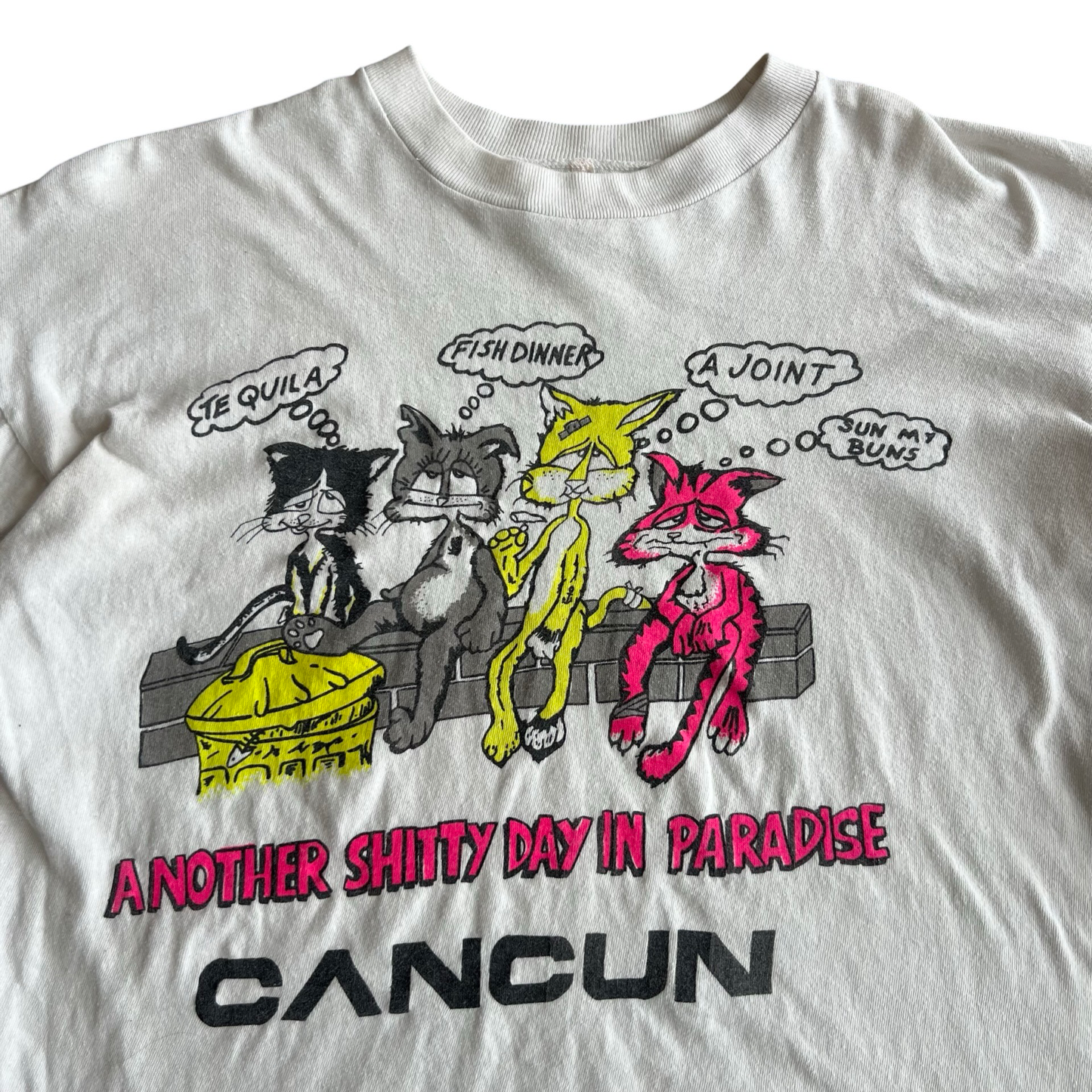 Vintage 90s Cat Cancun Paradise Parody T-Shirt SZ M