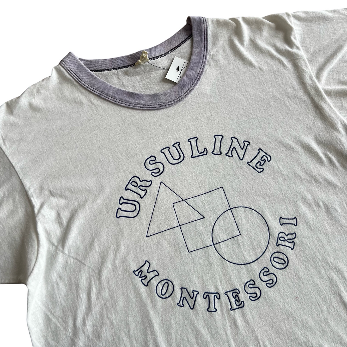 Vintage 80s Ursuline Montessori School Art tyle Ringer T-Shirt SZ L