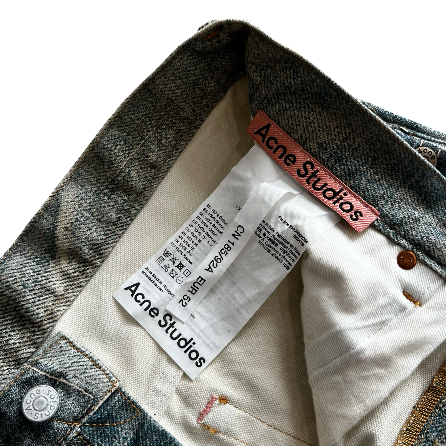 Acne Studios Wide-Leg Trompe L'oeil Denim Shorts Sz 52