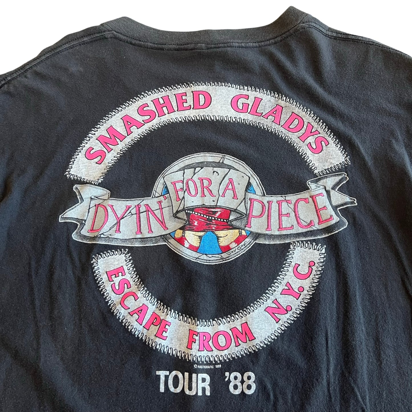 Vintage 80s NYC Punk Smashed Gladys Dyin For a Piece 1988 T-Shirt SZ XL