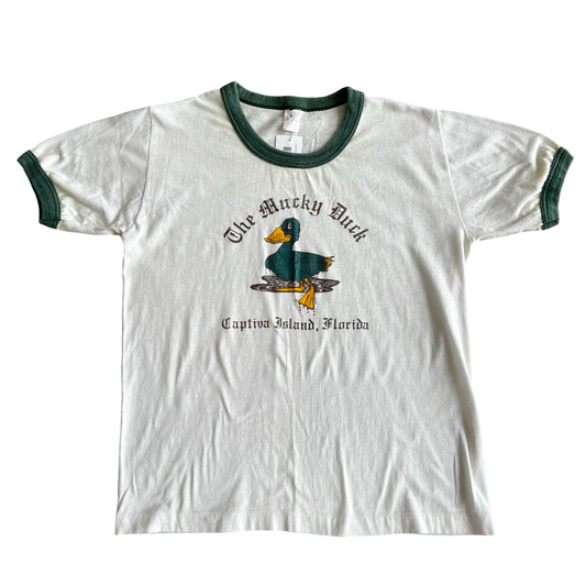 Vintage 70s Mucky Duck Ringer T-Shirt SZ L