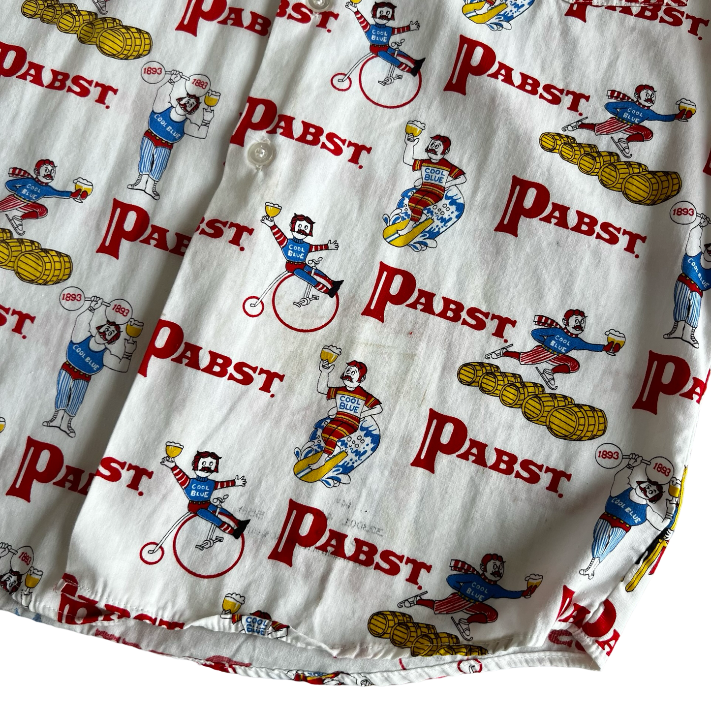 Vintage 1970s Pabst PBR Printed Collared Button Up Shirt SZ S