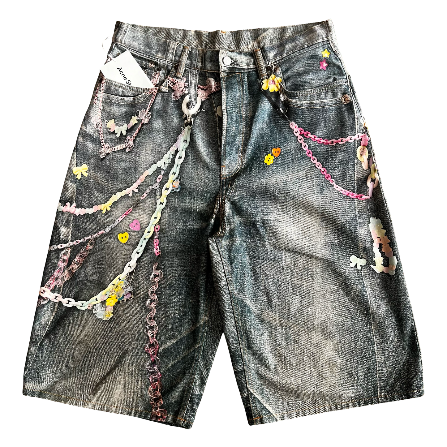 Acne Studios Wide-Leg Trompe L'oeil Denim Shorts Sz 52